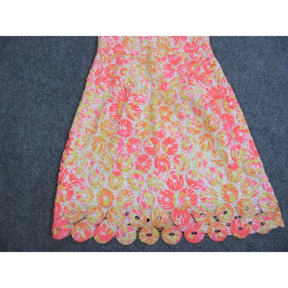 Lilly Pulitzer Dress Womens 4 Multicolor Floral Strapless Lace Fit & Flare Short - Picture 2 of 15